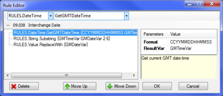 GetGMTDateTime This rule places the current Greenwich Mean Time (GMT) into a variable.