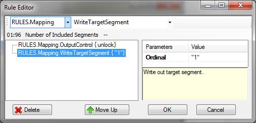 WriteTargetSegment After data has been saved up with OutputControl, WriteOutputSegment writes it out to the target. This is used when two or more source segments are mapped to one output segment.