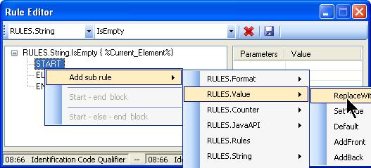 IsEmpty This rule checks whether an item is empty. It requires a subrule to act on this information. Format of Parameters Value Where: Value The item that is empty or not.