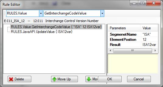 GetInterchangeCodeValue This puts a value from the target guideline s interchange or group enveloping into a variable. The target can be X12, EDIFACT, or TRADACOMs.