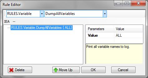 DumpAllVariables This rule lists the contents of all variables to the log.