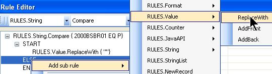 6. Right-click on ELSE and add a sub rule to use the value in the Current_Element: Short Examples If the variable 2000BSBR01 contains P, put nothing in the target element.