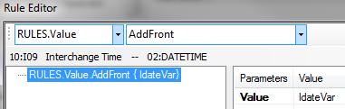 3. Open the rule editor for DATETIME and set up this target rule: This adds the value in the Interchange date in front of the time that is already in DATETIME. 4. Save and close the rule editor. 5.