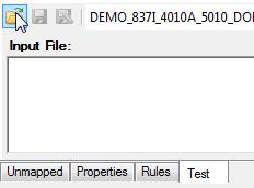Checking your Map 1. In the Properties panel, choose the Test tab. 2. Click the Open input file button: Select 837I_4010_H_1.txt in Translator s DemoData directory. 3.