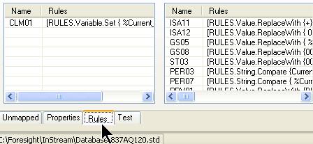 Viewing Rules 1. Display the Properties pane: 2. For source and target, expand all levels for which you want to see the rules. 3. At the bottom left, click Rules: 4.