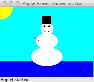 5. [ /10] Below is the code for the Snowman applet and the image it produces.