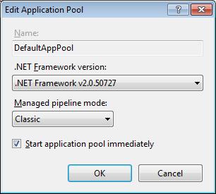 On the left side, open the server. Left click on Application Pools. Double click on DefaultAppPool.