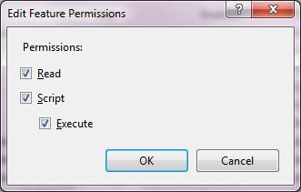 On the right side, click on Edit Feature Permissions. Make sure the Execute checkbox is ticked. Click on OK.