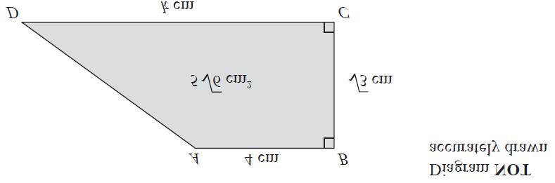 13. A trapezium ABCD has an area of 5 6 cm 2. AB = 4 cm. BC = 3 cm. DC = k cm.