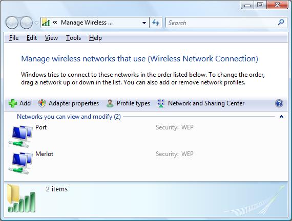 43 Verizon Wireless VZAccess Manager You can use this Windows Vista WLAN client to manage your preferred network options.