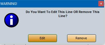 Chapter 4 Purchase Orders 4. Click the line you want to edit from the list. 5. Click Edit when prompted to indicate what you want to do with the line. 6. The information populates the working line. 7.