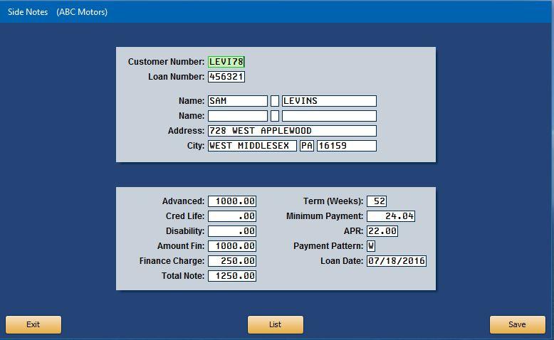 Side Notes Chapter 15 Chapter 15 Side Notes The Side Notes button on the Payments & Collections menu opens the Notes Receivable menu.