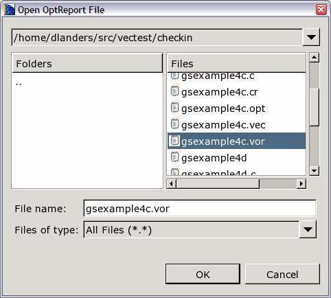 Figure 5: Selecting the Optimization Report file Select the gsexample4c.