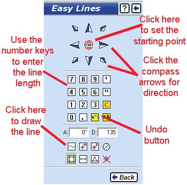 The Easy Lines Toolbox - use it to draw lines (walls) to exact measurements Since we turned on Auto Snaps, you
