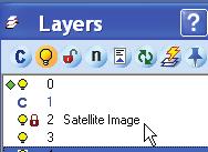 First, select the Layer Manger from the Speedbar (upper-toolbar) and double click on a layer to make it Current.