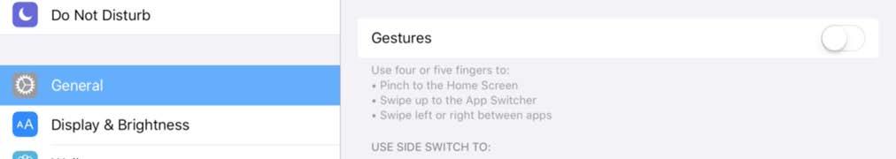 Disable Gestures. Gestures can also be turned off on the client ipad to prevent the client from exiting the assessment session. Disable Auto-Correction and Auto-Capitalization.