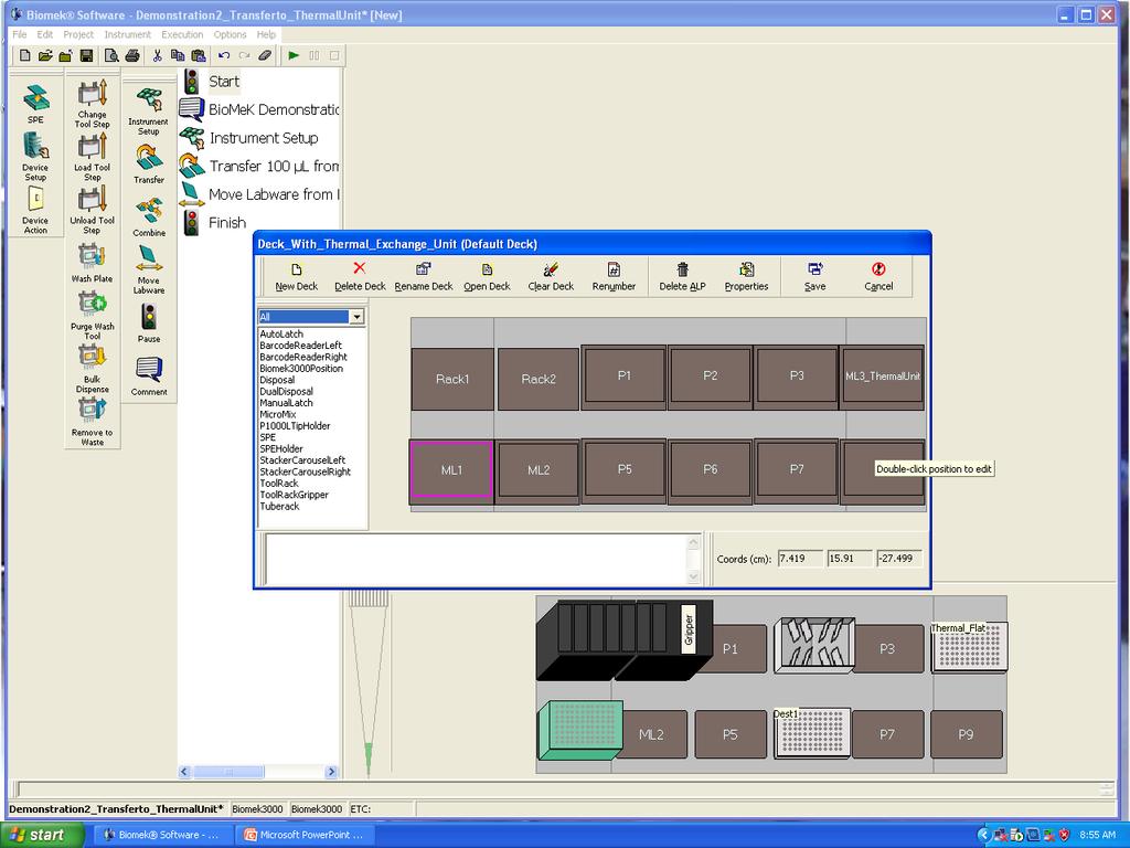 Liquid Handling: BioMek; Adding Deck Hardware/Devices 1. Under Instrument Tab, Select Deck Editor 2.