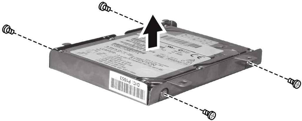 4. Remove four screws to separate the hard disk drive from the bracket. (Figure 2-10) Figure 2-10 Free the HDD drive Reassembly 1.