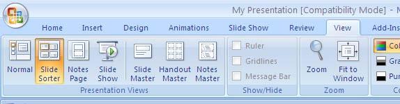 Navigate in Slide Sorter View Center for Faculty Development and Support There are a couple of