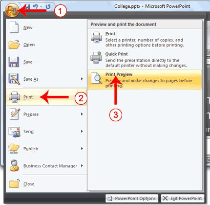 Print an Outline 1. Click the Microsoft Office button. A menu appears. 2.