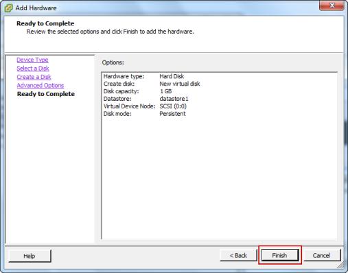Provision Local Disk Storage f. In the Virtual Machine Properties dialog box, click OK to complete adding the disk.