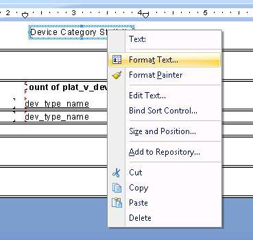 Figure 40 Formatting the report title text b.