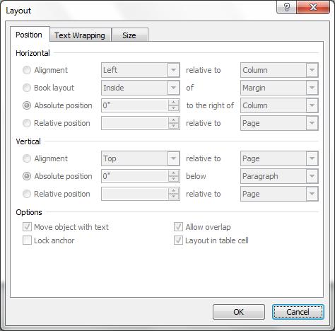 More Layout Options More Layout Options is used when you want to get to the three tabbed Layout