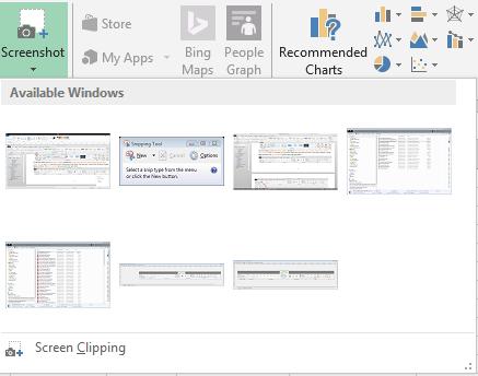 Inserting a Screenshot (time permitting) Microsoft Word Microsoft Excel Microsoft PowerPoint In Microsoft Word and Microsoft Excel,