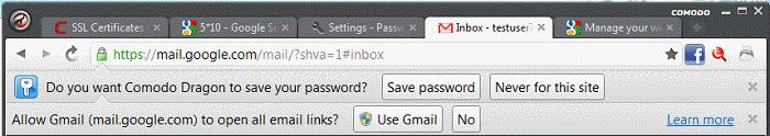 In the "Passwords and forms" section: Checkbox "Offer to save passwords I enter on the web" if you want Dragon to prompt you to save your password every time you sign in to a new website.