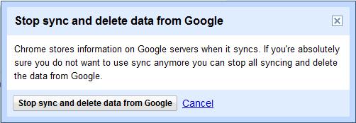 Click the 'Stop sync and delete data from Google' link.