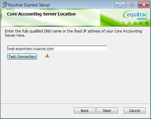 Enter the fully qualified domain name or fixed IP address of the CAS server. Click Test Connection to validate a connection across the network, and click Next to continue.
