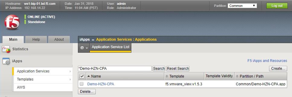 Under the iapps Section à Application Services, select the iapp