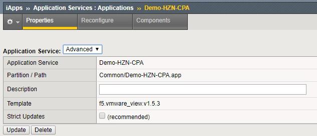 In the Properties Tab (Advanced) of your Deployed IAPP for Horizon