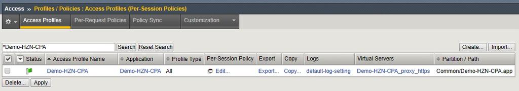 In Visual Policy Editor this is a typical Horizon iapp Deployment, we will remove ALL of the policies except Client Type, View Client