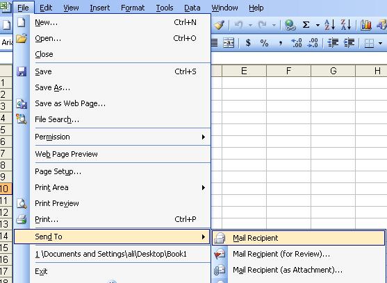 E-mail an Excel File In order to use this feature of Excel, you should have a default email client program (similar to MS Outlook). To send by e-mail a single Excel worksheet as a message body 1.