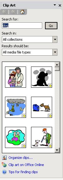 IMAGES Clipart: PowerPoint provides a variety of images in its Clipart gallery.