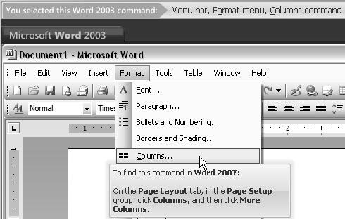 Click anywhere in the window to switch back to the Word 2003