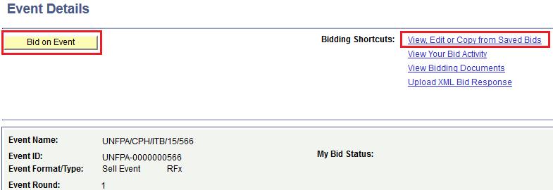 To return to the list of bidding events, click on OK. 3.4 Alternative Bids There are some cases where UNFPA will accept alternate bids.