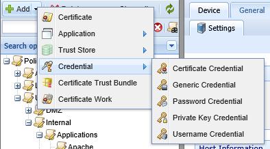 Types of Credential Objects Password (password only) Private Key Username