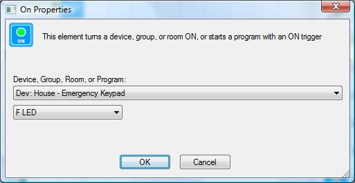 Since all UPB devices respond to status requests, when using the Visual Programmer Test element to test for on, off, or dim, sends a status request to the device and performs the test based upon the