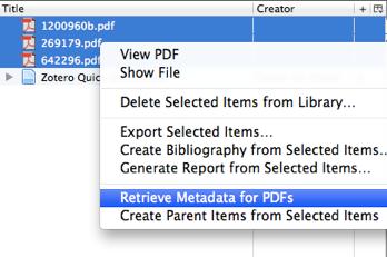 NB: If it is your first time retrieving Metadata, Zotero may prompt you to download their PDF plugins, when it give you the
