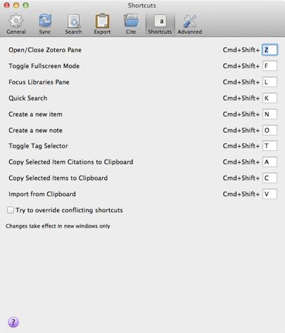 SECTION 1 Keyboard Shortcuts - Key: When pressed while a collection or the main library is selected, it will hide all collections and subcollections.