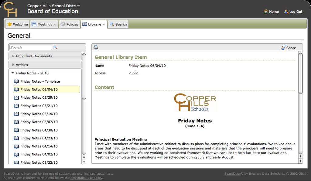 Chapter 7 Viewing Library Documents 3. Choose the library item category in which you want to view an item.