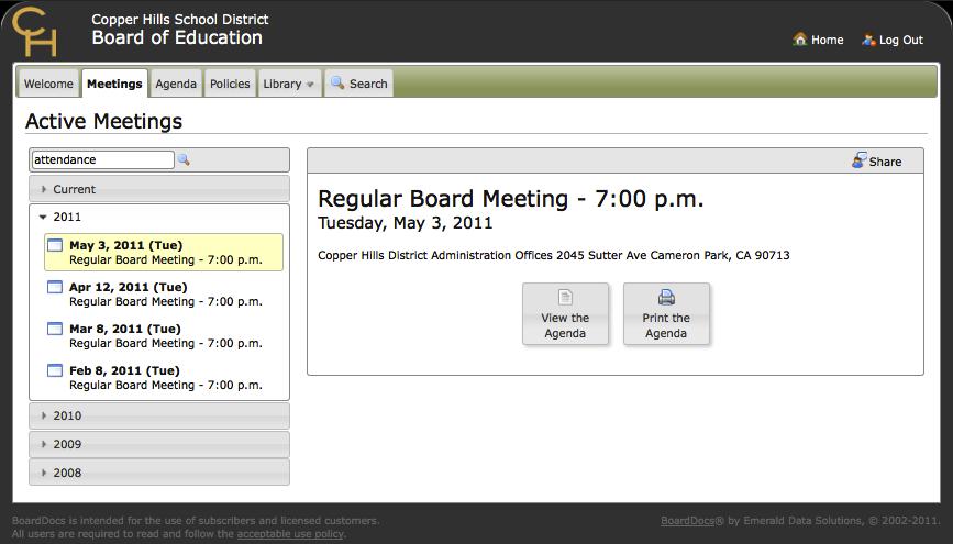 Chapter 9 Printing To print an agenda from the meeting dashboard, perform the following steps: 1.