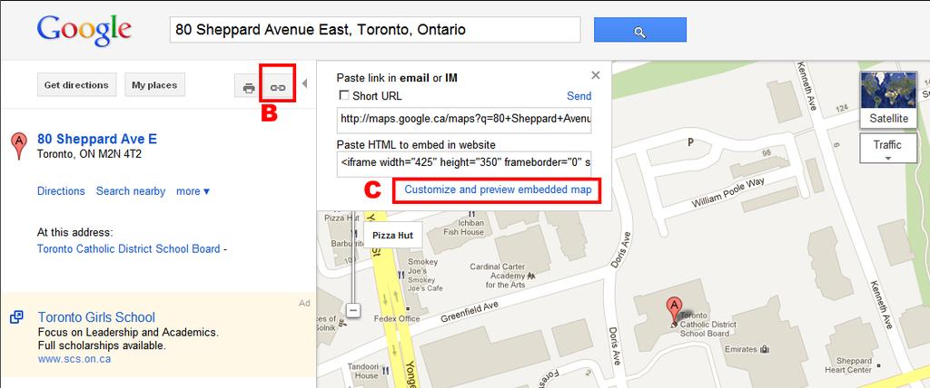 3.3 Using the Web Part for inserting Google Maps A) Go to http://maps.google.
