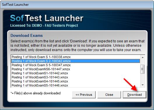 c. Generally, your exam should be listed at least 24-48hrs before the time of your exam. Select the exam(s) you wish to download.