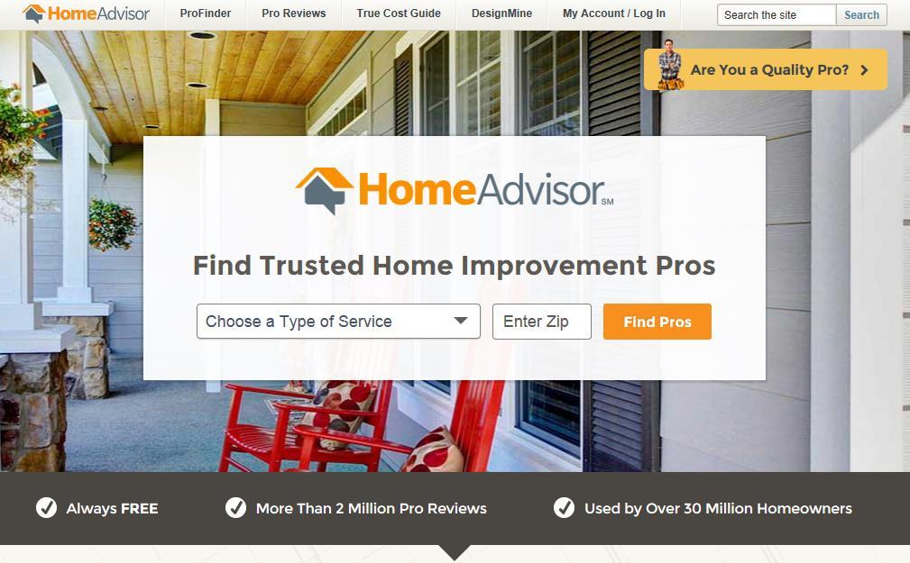 New customer experience A homeowner visits HomeAdvisor.