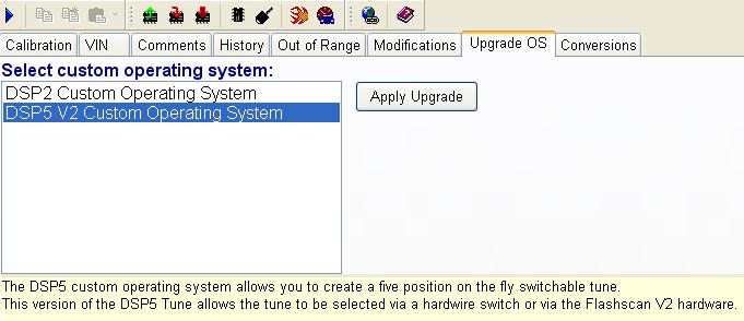 Select which operating system upgrade you wish to apply (only choose