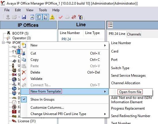 5.6.1. Create SIP Line from Template 1. Create a new folder in the computer where Avaya IP Office Manager is installed (e.g., C:\EarthLink\Template). Copy the template file (.