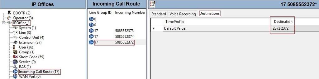 To create an incoming call route, select Incoming Call Route in the left Navigation Pane, then right-click in the center Group Pane and select New (not shown).